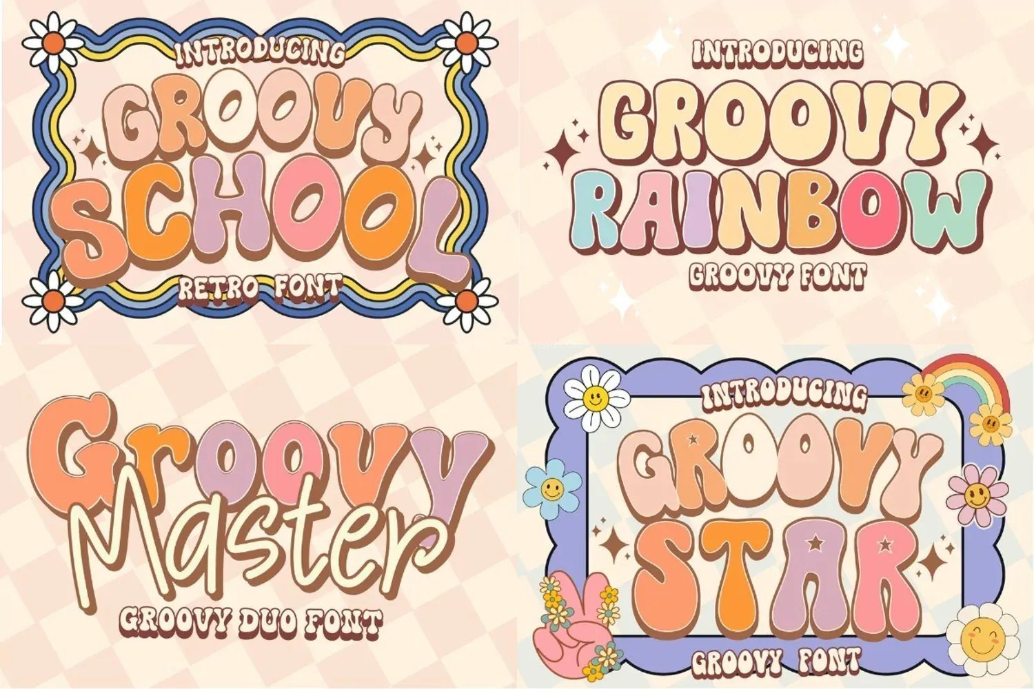 44款可爱迷幻复古英文艺术字体合集